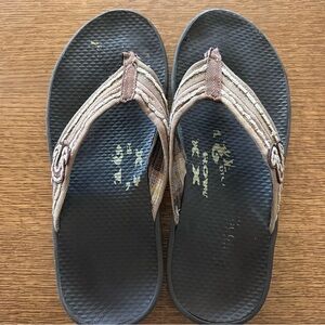 True Religion Y2K men’s brown canvas flip flops (B)